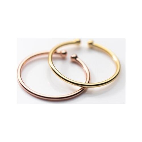 1pc Thin 1mm Real. 925-Sterling Silver Jewelry Double Beads ball Polished round Ring adjustable C-J8841