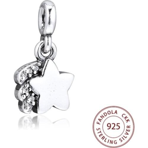 100% 925 Sterling Silver My Shooting Star Dangle Charms Small Hole Beads for Jewelry Making Fits Original Me Bracelet