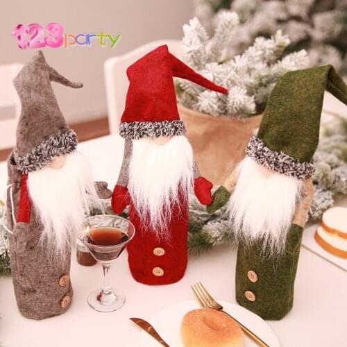 123 Christmas Decoration 2018 Santa Claus Wine Bottle Cover Gift Santa Sack Bottle Hold Bag Snowman Xmas Decor Home Decoration