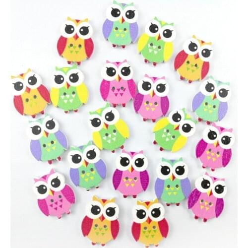 25Pcs/Lot Owl Fashion Mixed Wooden Button Fancy Bulk Sewing Accessories Decorative Buttons Handmade Scrapbooking Craft DIY NK003