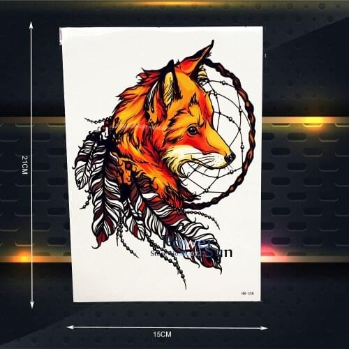 25 Style Large Body Art Tattoo Arm Sleeve Women Sexy Fox Waterproof Flash Fake Tattoo Onderarm Stickers 21x15CM Feather Decal
