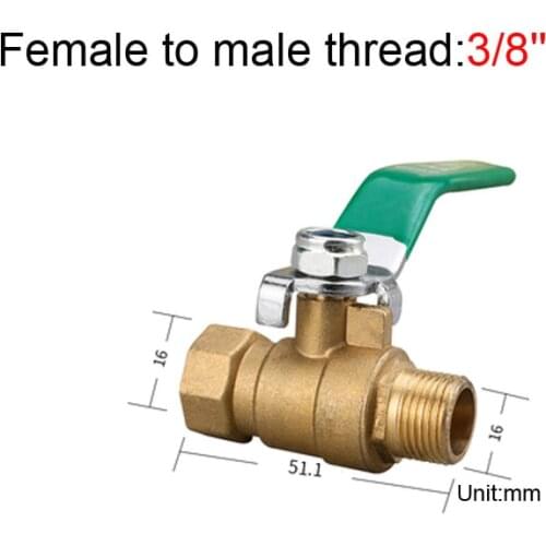 3/8" Female To Male Brass Thicken Ball Valve With Green Handle For Water Oil Air Gas Fuel Line Shutoff Pipe Fittings