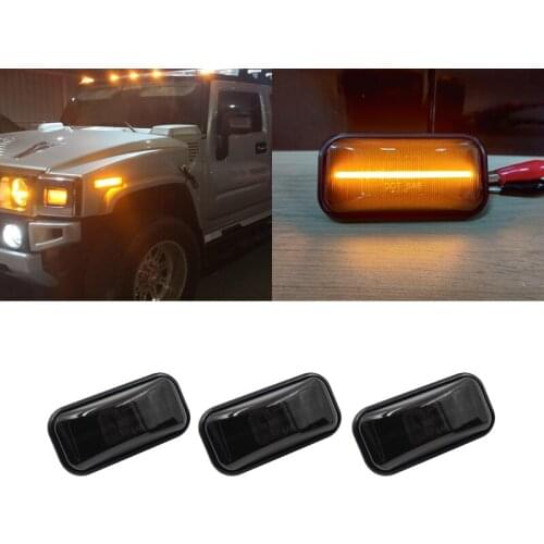 3x Smoked Front Amber Led Cab Roof Marker Lights For Hummer H2 2003-2009 H2 SUT 2005-2009