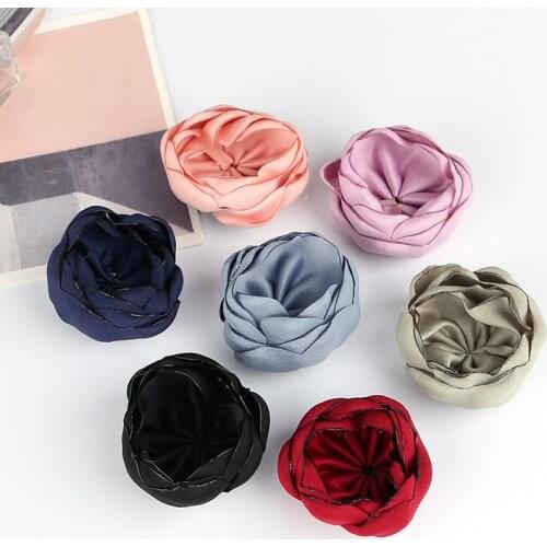 30pcs/lot Vintage 3D Burned Satin rolled Flower Women Corsage Flower Girl Headband Hat Dress Accessories