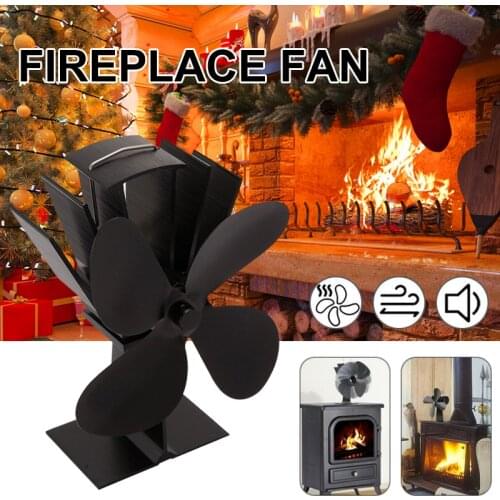 4T Blades Fireplace Fan Heat Powered Stove Fan Komin Log Wood Burner Eco Friendly Quiet Fan Home Efficient Heat Distribution