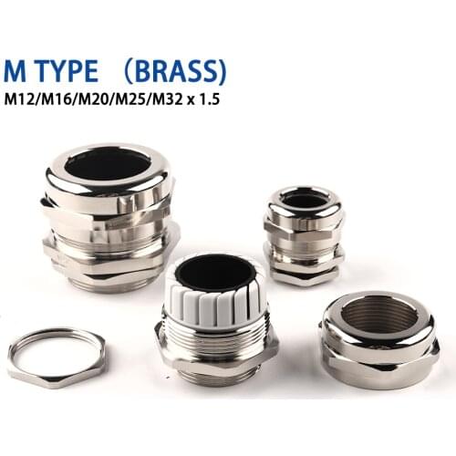 5pcs IP68 Brass nickel Metal waterproof cable glands Cable bushings connector m12X1.5 /m16/m20/m25/m32