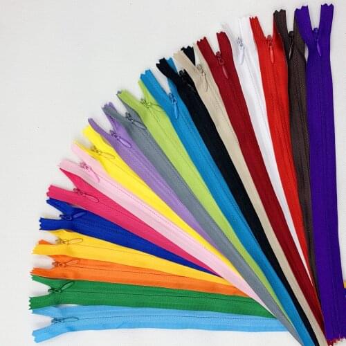 50pcs 3# Concealed zipper 20/35/40/50/60cm (8/24 inch) Tailor sewing process DIY, nylon sewing zip ring