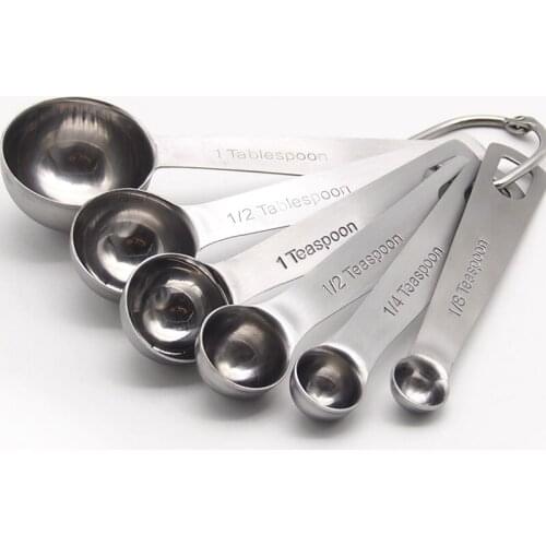 6 Pcs Measuring Spoons Sets Multipurpose Food-grade Stainless Steel Measuring Spoon Coffee Powder Spice Kitchen Baking Tools