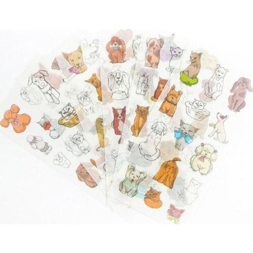 6pcs/bag Creative Cute Pet Dog Cat Transparent Sticker Childrens Stationery Diary Sticker Decoration Diy Craft Album Gift