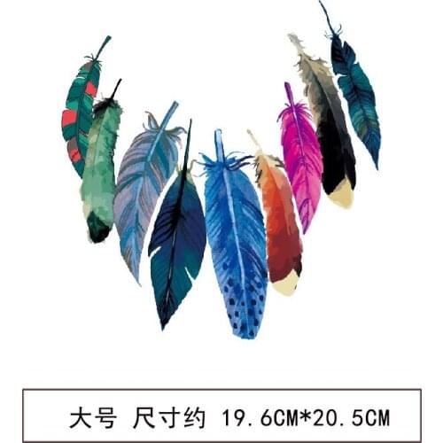 10pcs/lot Large Patches Clothing Accessories Cute Applique Clothes Iron Heat Transfer Badge Clothes Feather T-shirt Decoration