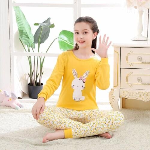 Girls Kids Pajamas Set Long Sleeve Sleepwear Teenager Night Suit Childrens Clothing Big Girls Cute Pyjamas 9-19T Pajamas Set
