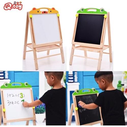 Wooden Blackboard Drawing Board Double-sided Bracket Type Writing Board Lifting Folding Painting Magnetic Learning Toys kid gift