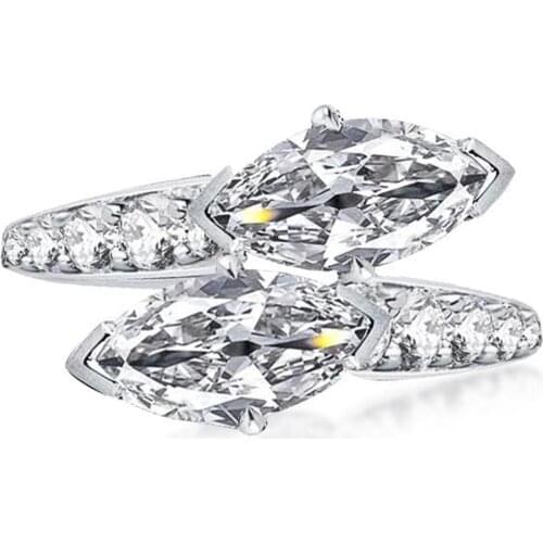 Huitan Newly-designed Overlapping Rings Women Crystal Marquise CZ Stylish Girl Party Ring Versatile High Quality Fashion Jewelry