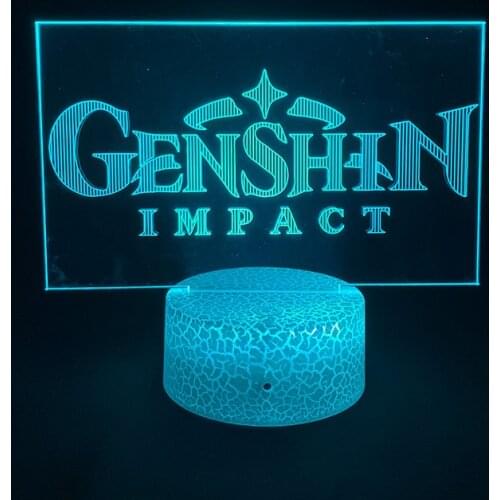 Game Icon Genshin Impact 3D Nightlight Table Lamp Anime Cool Kids Bedroom Decor Manga Cute Cartoon Gift 16 Color Control