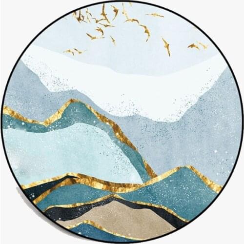 Carpets for Living Room Abstract Blue Green Landscape Pattern Round Carpet Area Rug for Bedroom Home Decor
