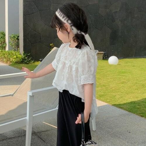 Summer 3-8 Years Girl T Shirts College Style Lovely Three-Dimensional Flowers Double Edition Baby Shirt