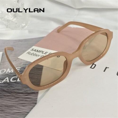 Oulylan Vintage Small Sunglasses Women Retro Oval Sun Glasses Men Candy Color Lens Eyewear UV400 Unique Concave Shape Design