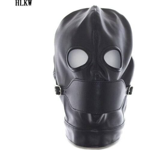Faux Leather Full Head Hood Mask Open Eyes 2 Holes Ball Halloween Costumes Stormtrooper Cosplay Rave Festival Outfit Marvel