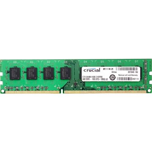 Crucial DDR3 PC3-12800S 4GB DDR3 1600MHz 2X4GB(8GB) 240-pin DIMM Desktop Memory Module