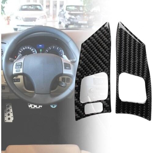 2Pcs Carbon Fiber Steering Wheel Button Frame Trim Cover Sticker for Lexus IS250 2006-2012 Left Right Drive