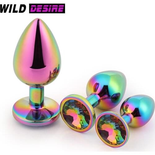 New Rainbow Color Anal Toys For Woman Metal Anal Plug Beads Jewel Training Set Intimate Goods Butt Plug for Men Ass Sex Toy Male