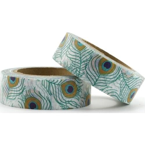 New 1pcs15mm*10m auspicious feather color and paper tape