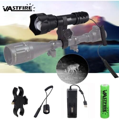 IR 850NM Hunting Flashlight 38MM Convex Lens Night Vision Tactical Torch 400 Yards for Outdoor Camping Hunting Fishing