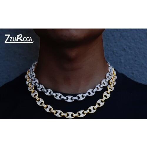 Hip hop Iced Out Bling Rhinstones Man Chain Necklace Miami Cuban Chain Necklace for Women Charm Jewelry collares para mujer