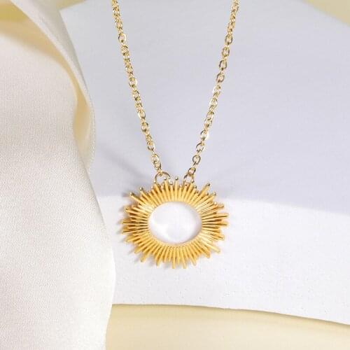 Minimalism Sun Flower Necklaces For Women Boho Jewelry Stainless Steel Gold Color Necklaces Pendants Collier Femme BFF Gift 2021