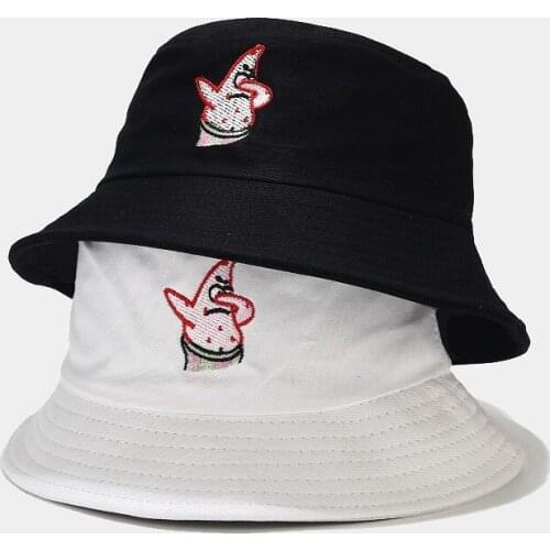 New Starfish Pattern Embroidered Womens Summer Bucket Hat Fishing Fisherman Hat Outdoor Sun Protection Hat Unisex Panama Cap