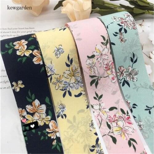 Kewgarden Floral Ribbon Layering Cloth Fabric 1-1/2" 38mm Handmade Tape DIY Hairbow Brooch Flower Accessories Riband 5 Meters