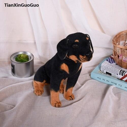 About 35cm squatting Rottweiler dog plush toy birthday gift h2301