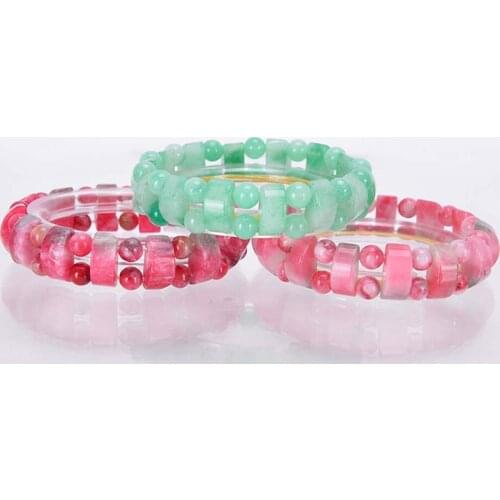 Colorful Jad Bracelet Wrist Wrapped Wide Bracelets Stones Bangles for Woman Healing Jewelry B018