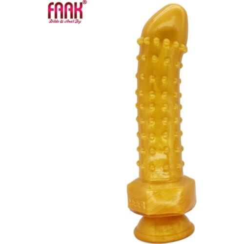 Golden Dot Raised Mace Penis Silicone Realistic Dildo Curved Suction Cup Nut Clitoris G-spot Stimulating Female Masturbation