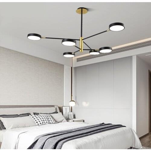 Nordic modern creative metal & acrylic LED chandelier 90 degree rotating lampshade living room bedroom hotel lighting