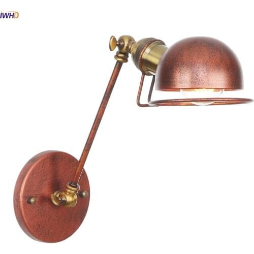 IWHD Wandlamp Antique Vintage Wall Lamp Light Bedroom Mirror Stair Loft Industrial Decor Edison Wall Sconce LED Applique Murale