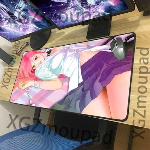 XGZ Large Game Mouse Pad Black Lock Edge Cartoon Sexy Temptation E-sports Computer Table Mat Speed Coaster Rubber Non-slip Xxl