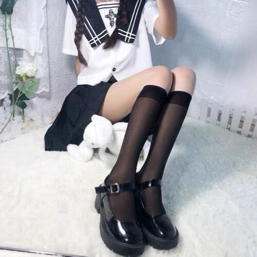 Woman Sexy Silk Stockings Women Transparent Long Stocking Summer Ladies Girls Thin JK High Knee Socks Elastic All-match Stocking