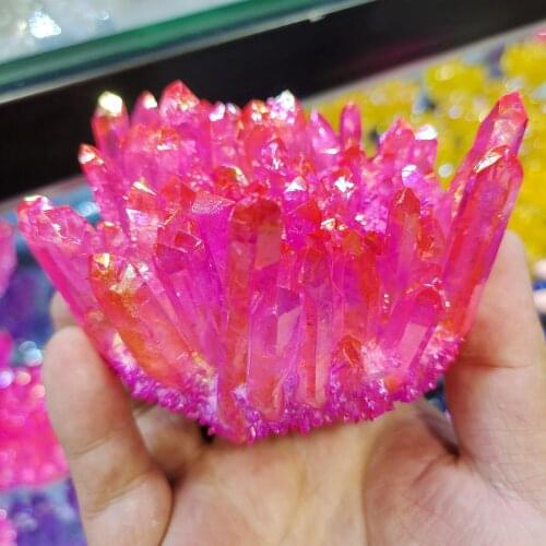 1pcs 280-450g Natural Crystal electroplate Cluster Healing Stone Raw Crystals Rock Mineral Specimen Home Decor Gifts Healing