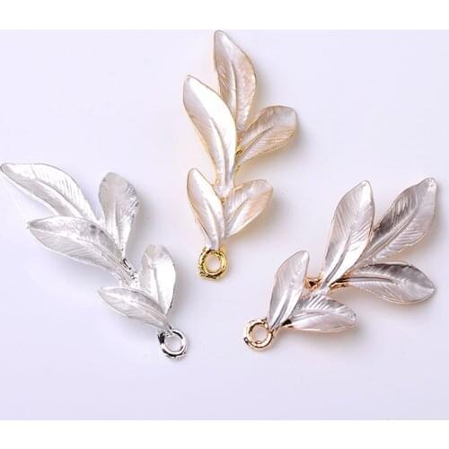 10 PCS 47*23mm Metal Alloy Leaf Thin Coating Leaves Pendant Charm DIY Accessories For Jewelry Making
