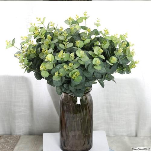 16 Heads Eucalyptus bouquet tree branches silk Artificial leaves home decoration DIY Flower arrangment plant Faux foliage wreath