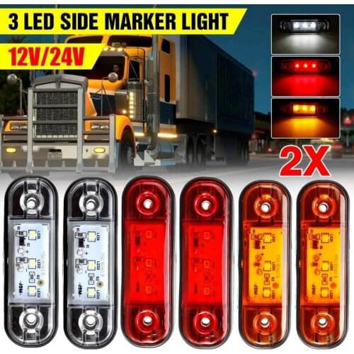 2Pcs 12V 24V LED Side Marker Lights Car External Lights Warning Tail Light Signal Brake Lamps for Truck Trailer Lorry Bus