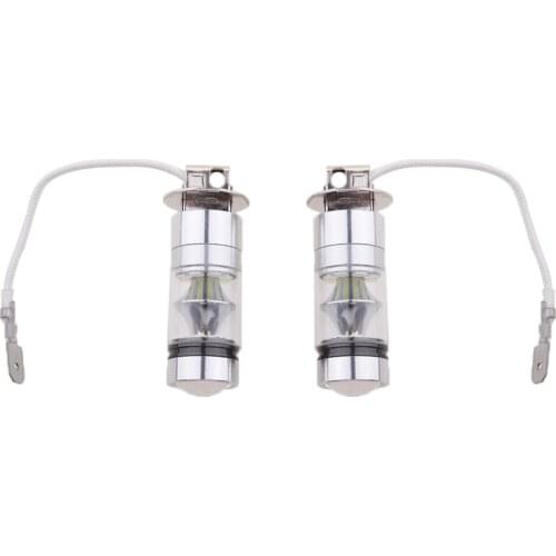 2pcs White H3 Car Headlight LED Bulbs Direct Fitment Exterior Lighting