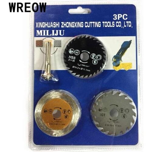 3pcs diameter 54.8 mm Saw Blade HSS Cutter Rotary Tool Kit Wood Cutting Disc Cut-off Wheel Electric Mill Woodworking Tool