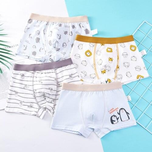 Childrens Underwear for Kids Cartoon Shorts Soft Cotton Underpants Boys Panties Car Pattern 4 Pcs Lot