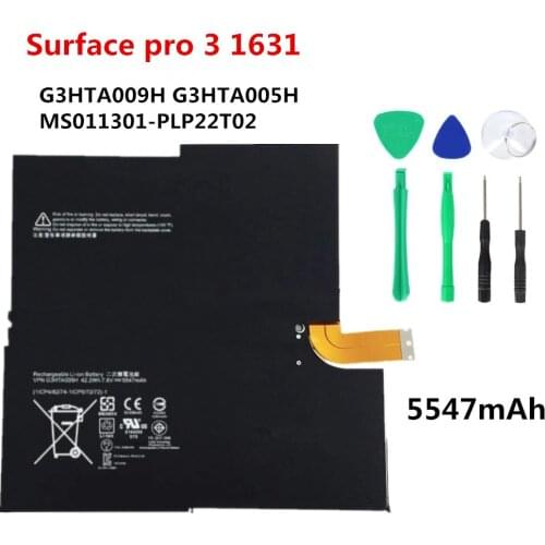 5547mAh G3HTA005H MS011301-PLP22T02 Laptop Battery For Mircosoft Surface Pro 3 1631 G3HTA009H Replacement Bateria 7.6V 42.2WH