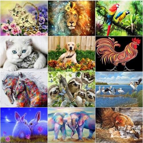 GATYZTORY 5D DIY Craft Diamond Painting Lion Dog Cat Diamond Embroidery Sale Animal Rhinestones Full Mosaic Decor For Home