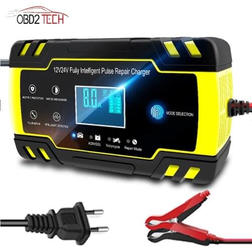 Car Battery Charger 12V-24V 8A Full Automatic Battery Chargers Digital LCD Display Smart Fast Charging for AGM GEL WET Lead Acid