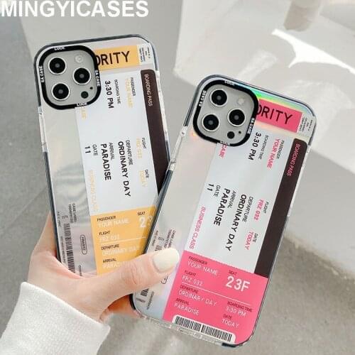 Glitter Paper Soft Silicon Cases for Iphone 12 11 Pro Max Xr Xs Max 7 8 Plus 12 Mini SE 2 Transaprent TPU Fashion Ticket Case