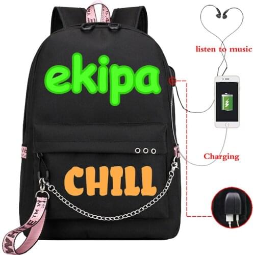 EKIPA Printing Large School Bags for Teenage Girls Usb Backpack Women Book Bag Big High School Bag Youth Leisure College Bookbag
